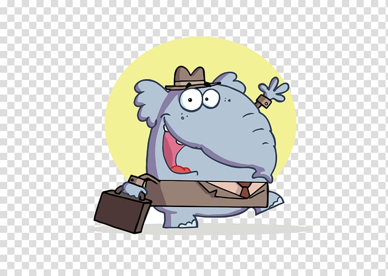 Cartoon Animation , Cartoon elephant go to work transparent background PNG clipart