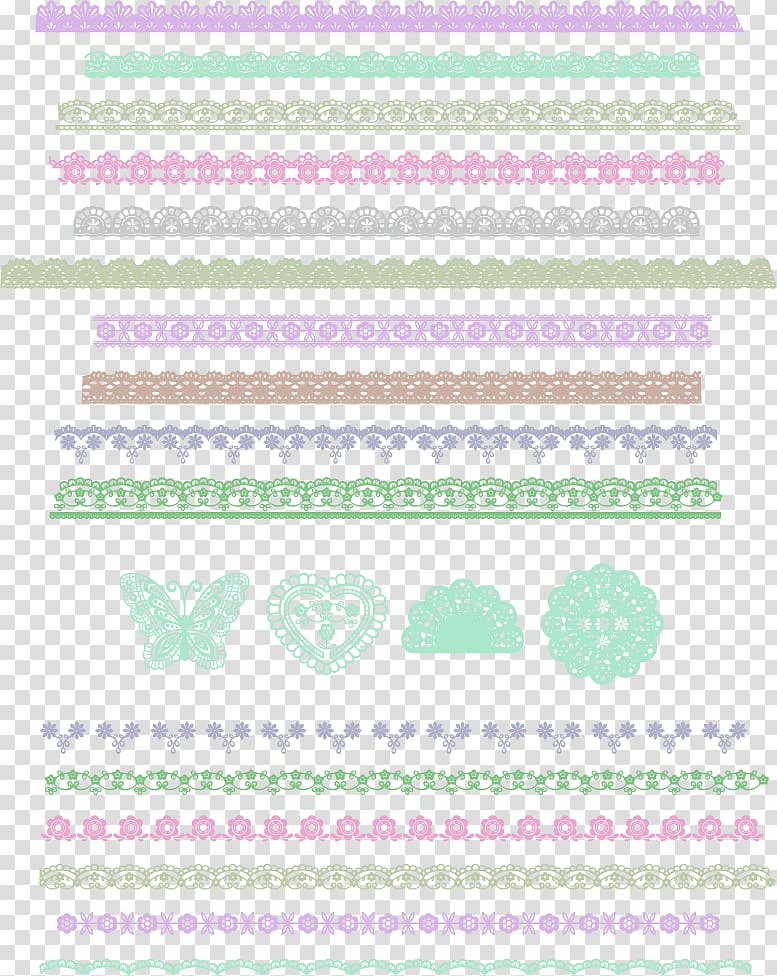 assorted-color lace trim samples, , Purple simple lace border texture transparent background PNG clipart