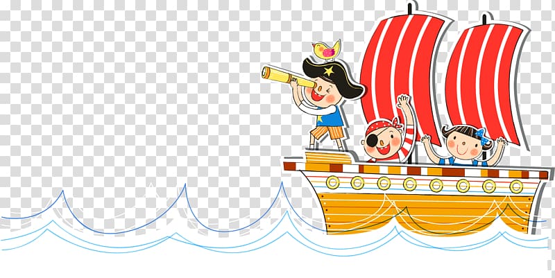 Watercraft Sailor Cartoon, Cute Little Pirate and Ship transparent background PNG clipart