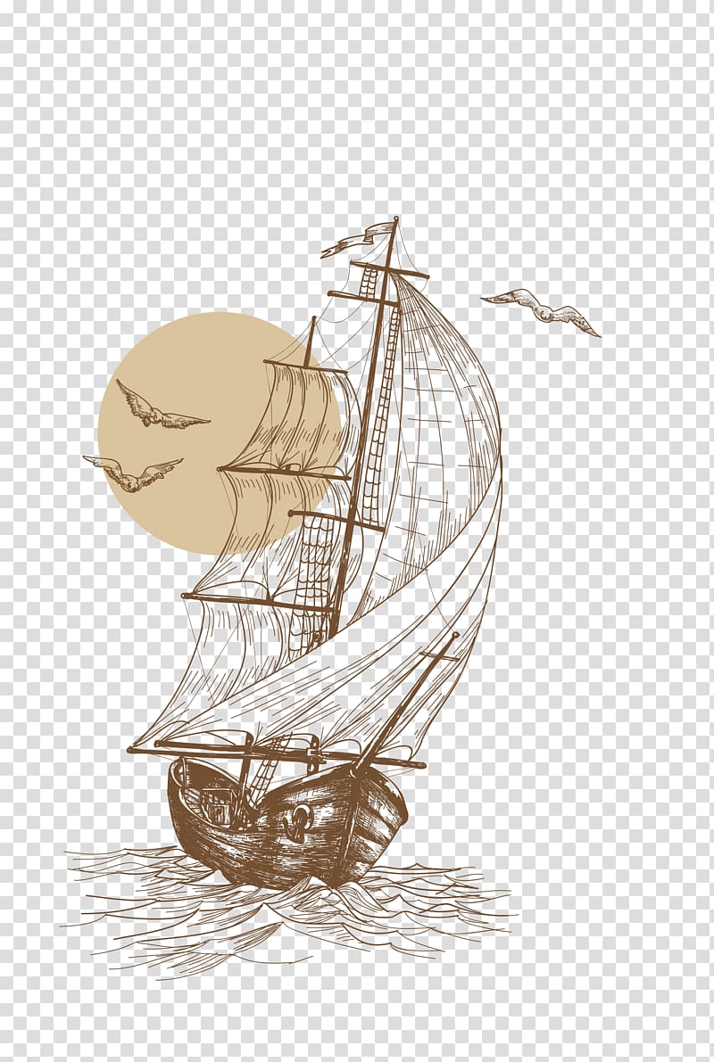 brown and white sailboat , Sailboat Drawing Sailing ship, Lines sailing transparent background PNG clipart