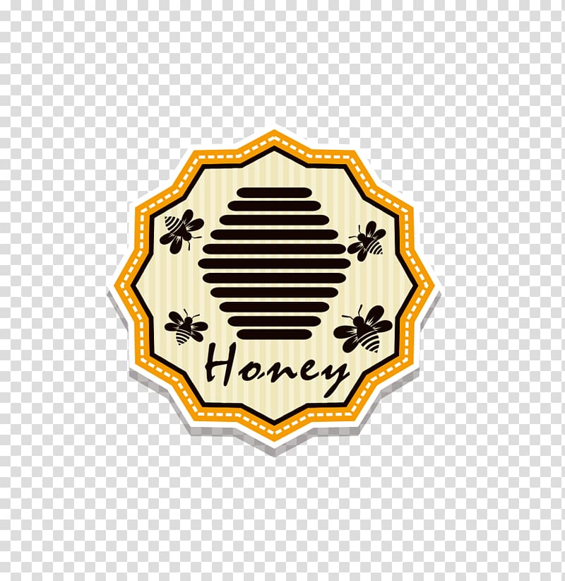 Honey bee Euclidean , bee yellow hexagon seal sticker transparent background PNG clipart