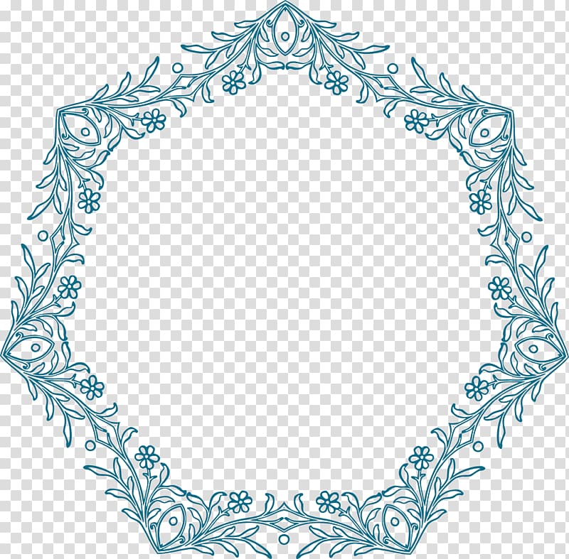 blue floral frame art, Euclidean Pixabay, Flower Border transparent background PNG clipart