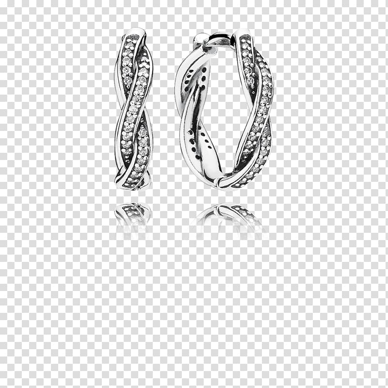 Earring Pandora Cubic zirconia Jewellery Silver, earring transparent background PNG clipart