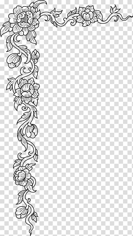 Black and white Doodle , taobao poster border transparent background PNG clipart