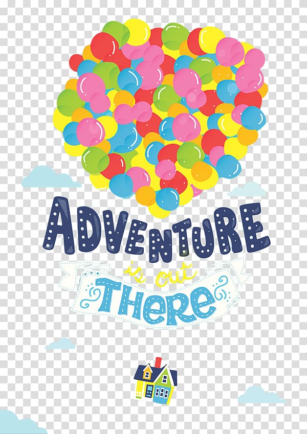 house illustration with text overlay, Adventure Pixar Art Poster Up, Flying around the world transparent background PNG clipart
