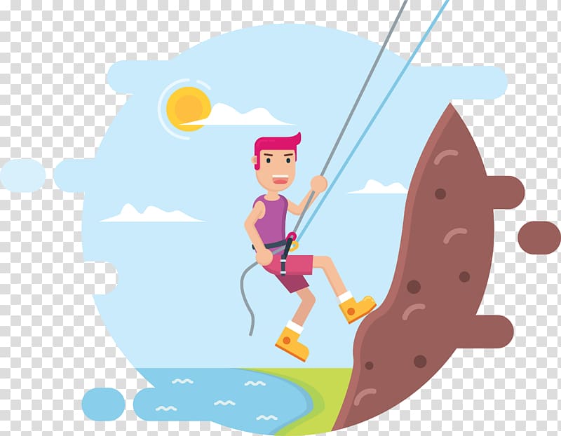 Mountaineering Rock climbing Abseiling Rope, Men climbing transparent background PNG clipart