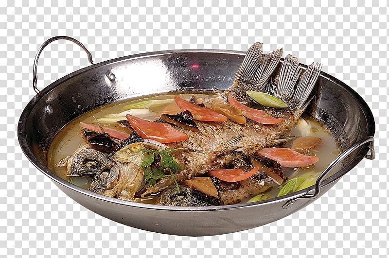 Soup Food Fish Dish, Fried fish soup pot transparent background PNG clipart