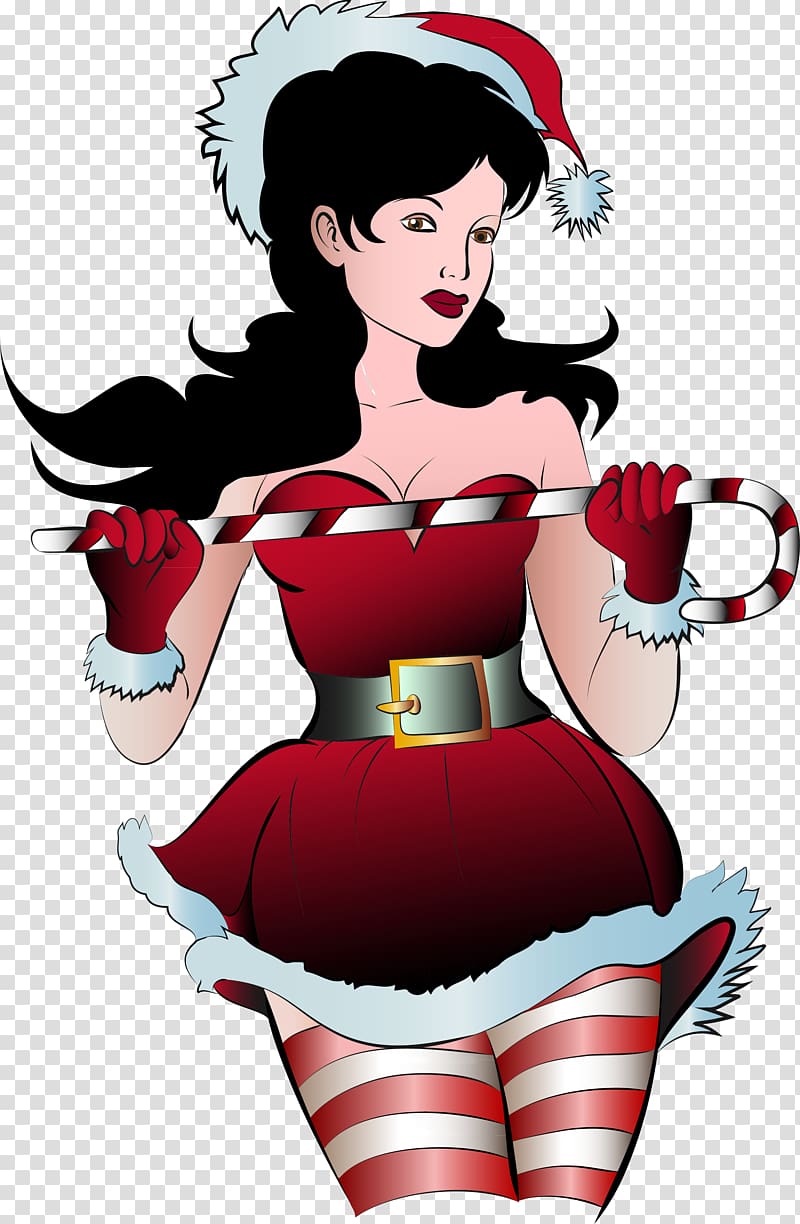 Santa Claus Christmas Day Illustration Pin-up girl, santa claus transparent background PNG clipart