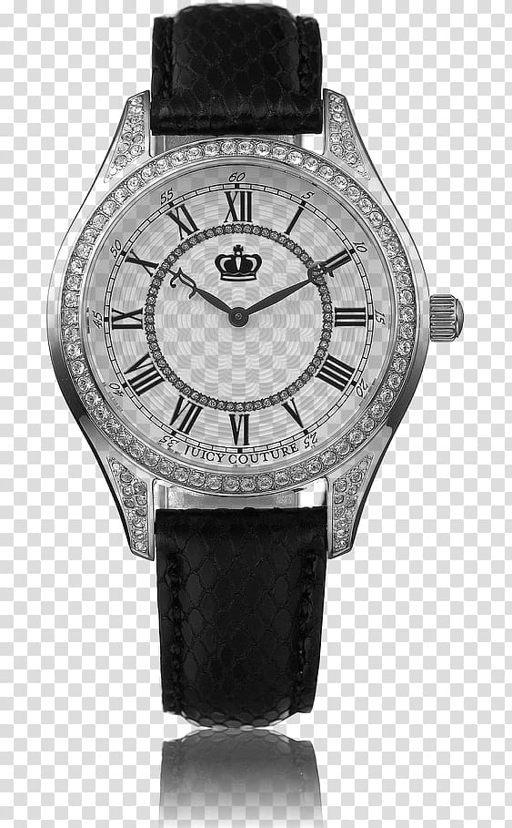 Watch Quartz clock White Dial, Black leather white dial watches transparent background PNG clipart