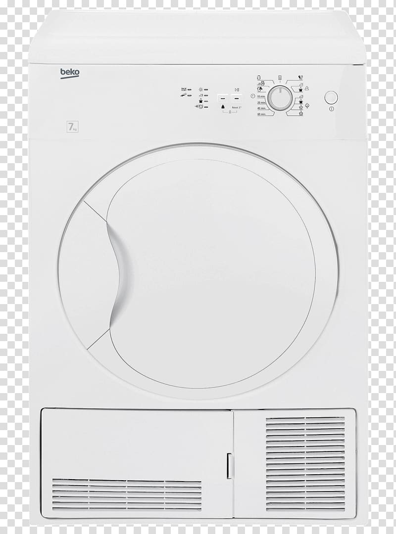 Clothes dryer Beko DCU 7230, Dryer, freestanding, width: 59.5 cm, depth: 54 cm, height: 85 cm, front loading, white Home appliance, others transparent background PNG clipart