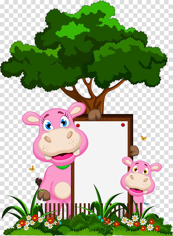 Cartoon Tree Drawing , Hippo trees transparent background PNG clipart
