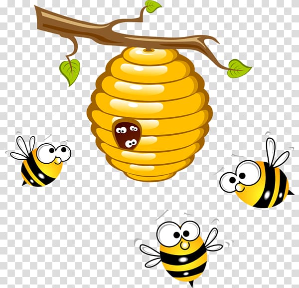 bees near honey , Beehive Honey bee , hive transparent background PNG clipart