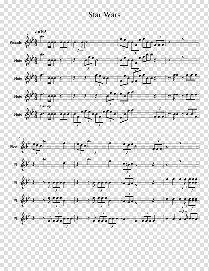 Sheet Music Flute choir Star Wars, sheet music transparent background PNG clipart