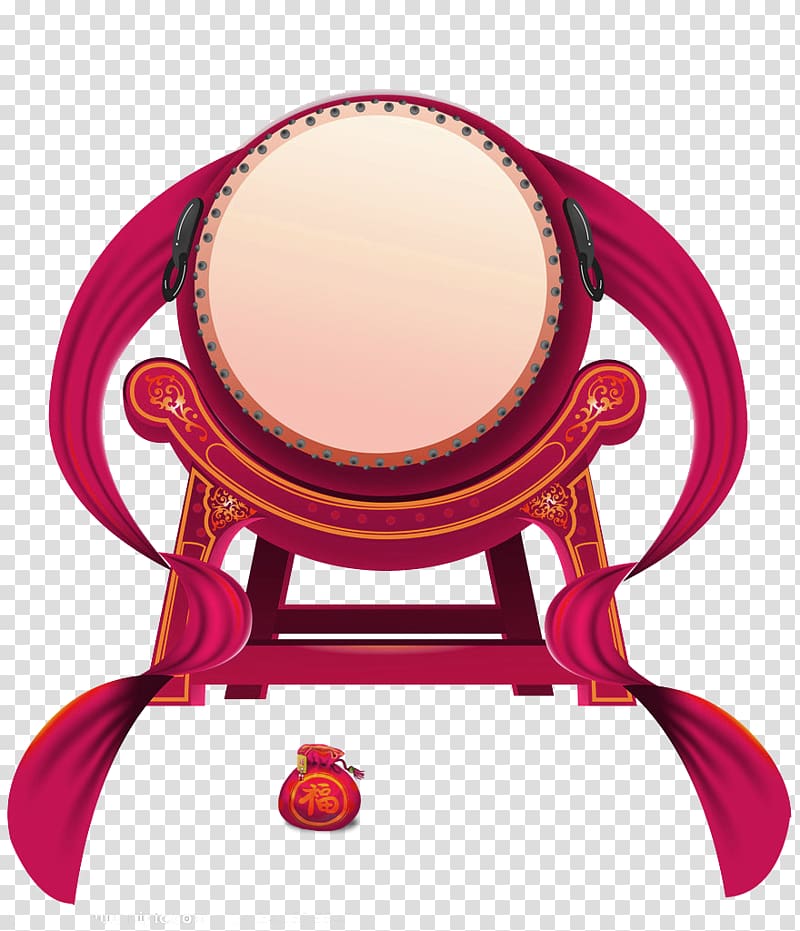 Bass drum Sound generator, Red Chinese wind drums decorative pattern transparent background PNG clipart