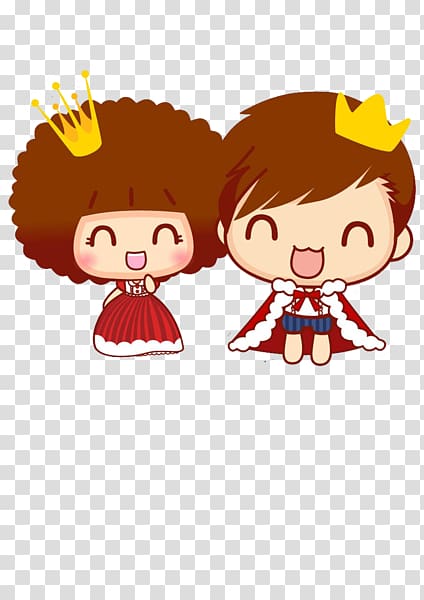 Cartoon Illustration, Prince and princess transparent background PNG clipart