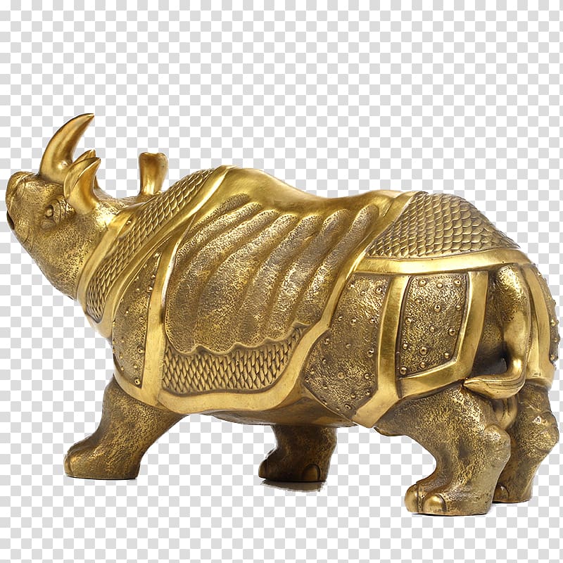 Rhinoceros Copper Bronze, Rhino side Decoration transparent background PNG clipart