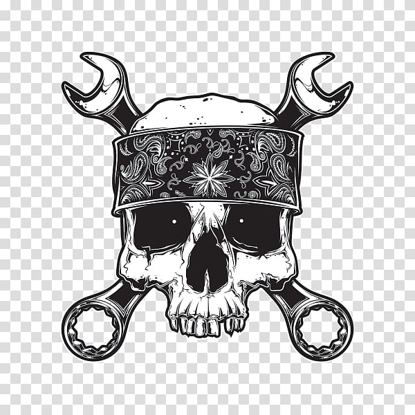 T-shirt Blouse Skull and crossbones , Mechanic skull transparent background PNG clipart