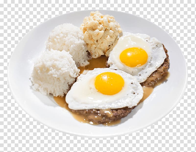 Fried egg Loco moco Cuisine of Hawaii Barbecue Hamburger, shrimp eggs transparent background PNG clipart