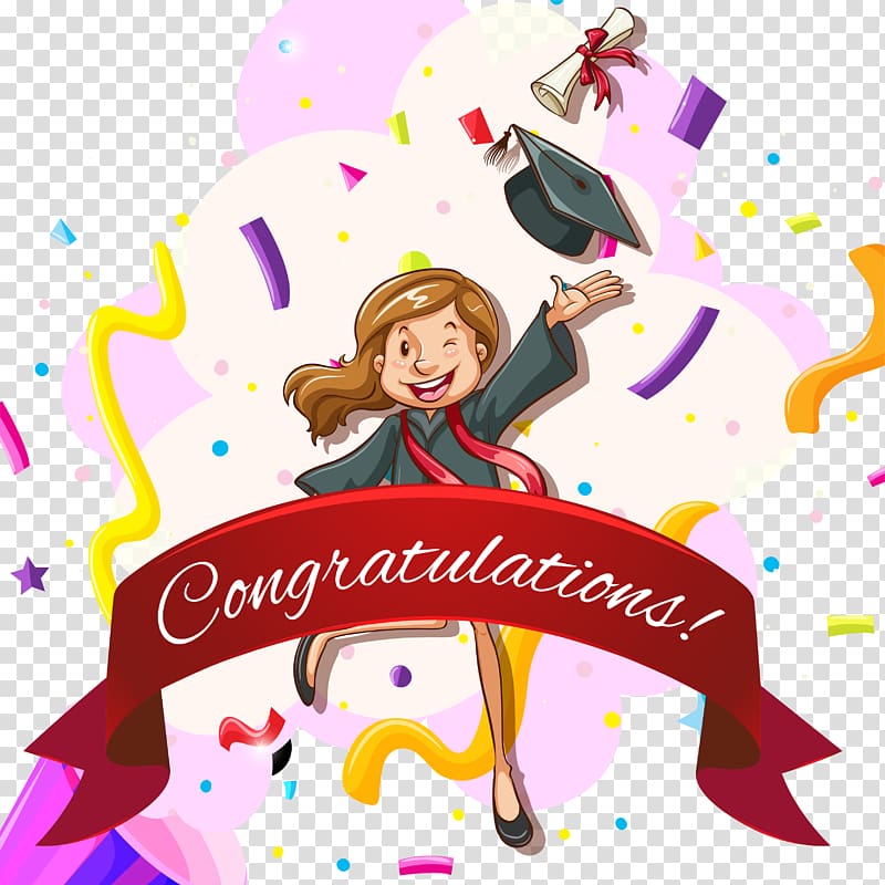 Girl Wearing Black Academic Dress With Congratulations Text
