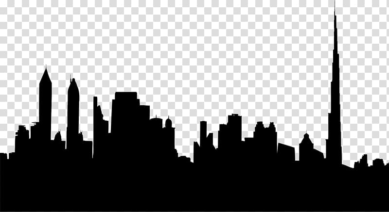 silhouette of city , Dubai Silhouette Skyline Cityscape, city silhouette transparent background PNG clipart