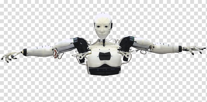 white and black robot, Robot Arms Spread transparent background PNG clipart