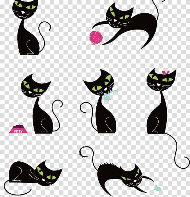 Le Chat Noir Black cat Silhouette, Cat Creative illustration transparent background PNG clipart