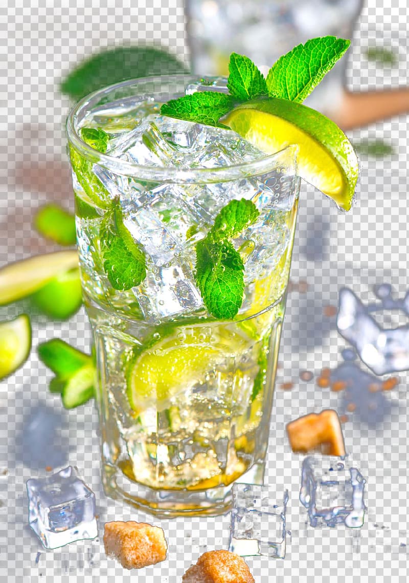 Mojito Rebujito Cocktail Vodka tonic Gin and tonic, Cocktail lemon ice cubes transparent background PNG clipart