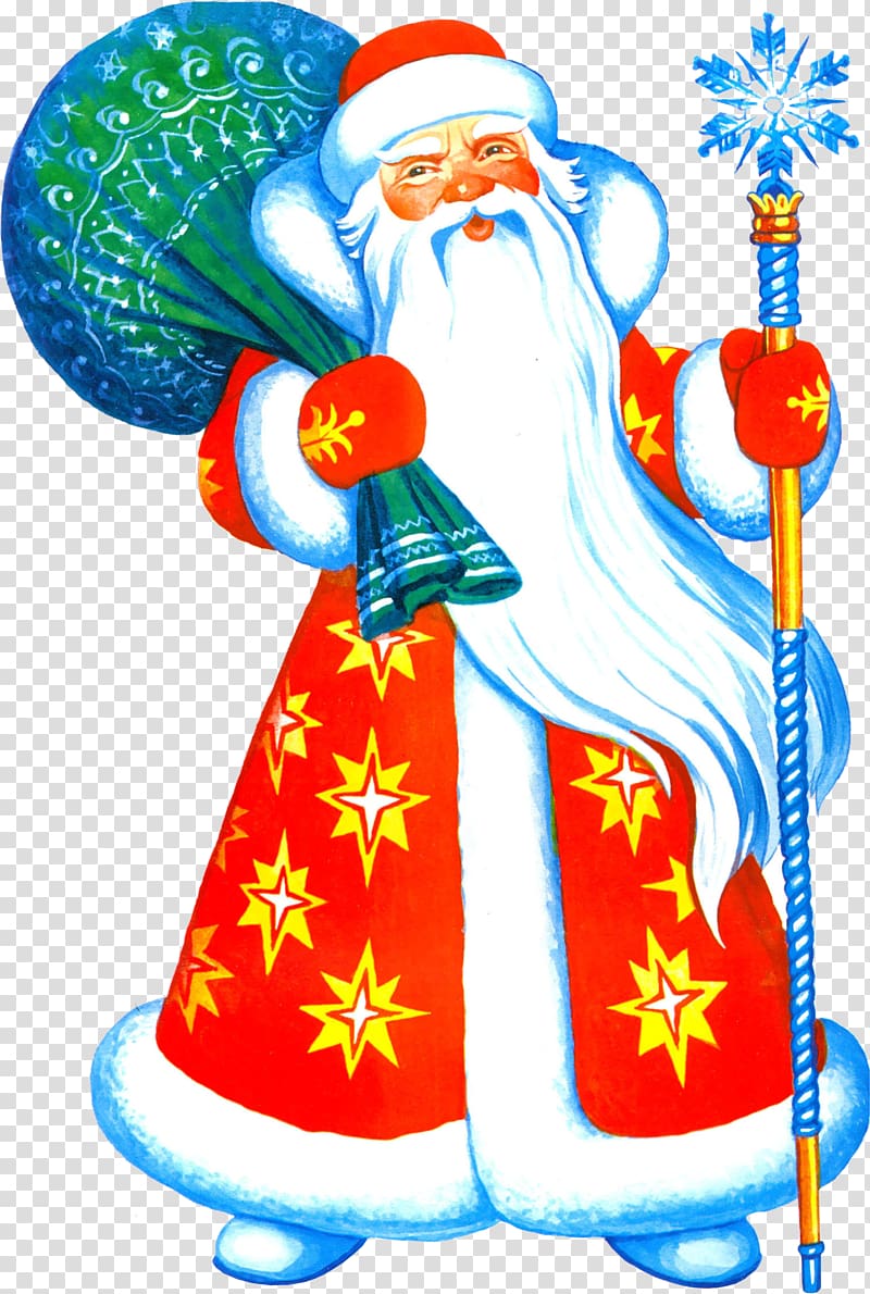 Ded Moroz Snegurochka Santa Claus Christmas tree Ziuzia, cartoon christmas transparent background PNG clipart