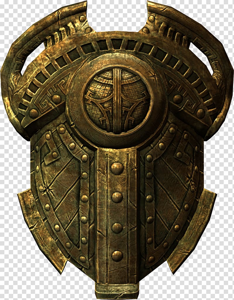 brass shield, The Elder Scrolls V: Skyrim – Dragonborn The Elder Scrolls V: Skyrim – Dawnguard The Elder Scrolls Online Oblivion Shield, Shield transparent background PNG clipart