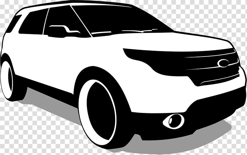 2018 Ford Explorer Ford Motor Company Car Ford Model T, black and white transparent background PNG clipart