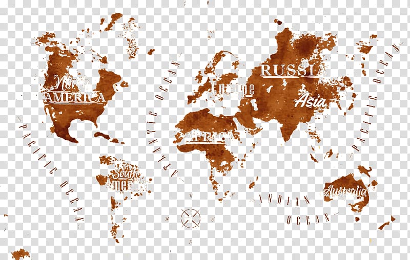Coffee World map World map, Retro Map transparent background PNG clipart