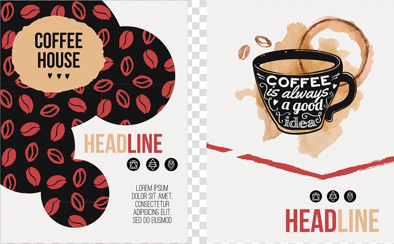 Coffee bean Cafe Flyer, coffee menu template transparent background PNG clipart