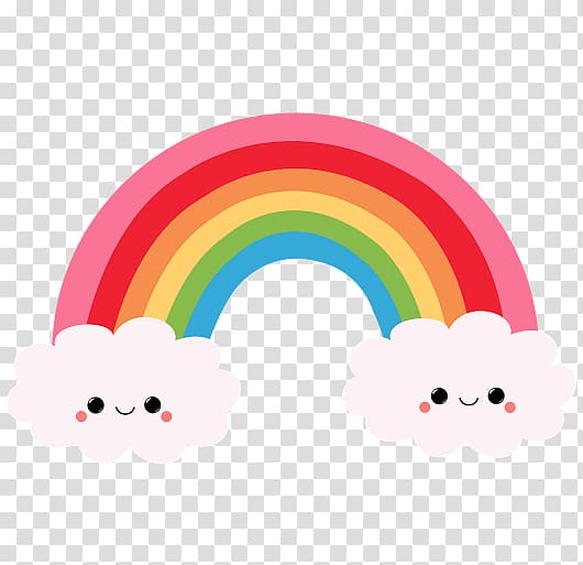 Rainbow Kawaii Cloud Color Sticker, rainbow transparent background PNG clipart