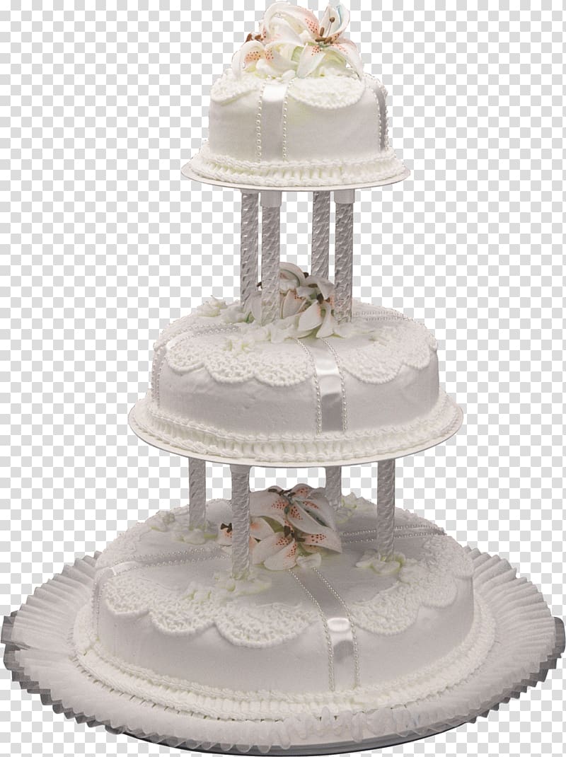 white icing-covered 3-tier cake, Wedding cake Birthday cake Chocolate cake, White Wedding Cake transparent background PNG clipart