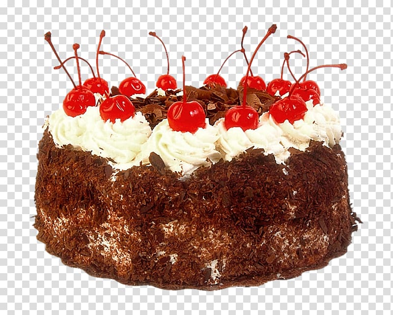 Black Forest gateau Birthday cake Wedding cake Bakery Chocolate cake, fruit cake transparent background PNG clipart
