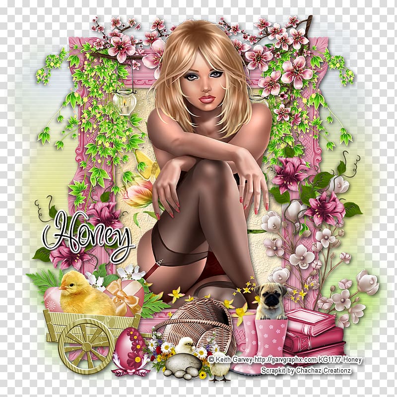 Pin-up girl Flower Blond Pink M, The Art of Keith Garvey transparent background PNG clipart