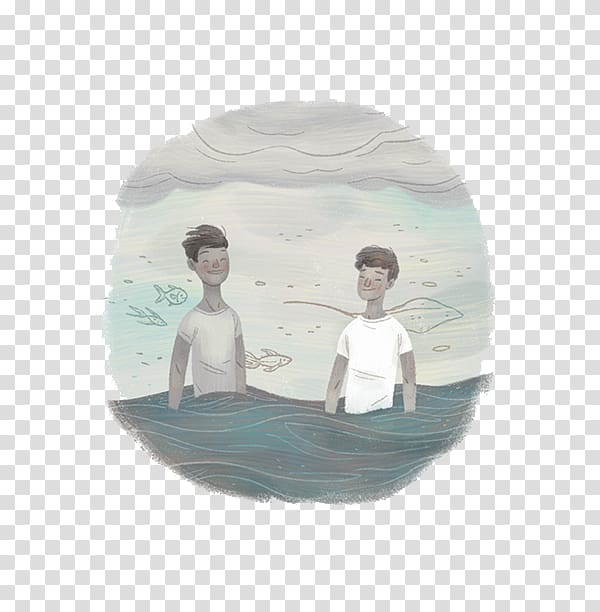 Margot & Me Illustration, Hand-painted buddies playing in the sea transparent background PNG clipart