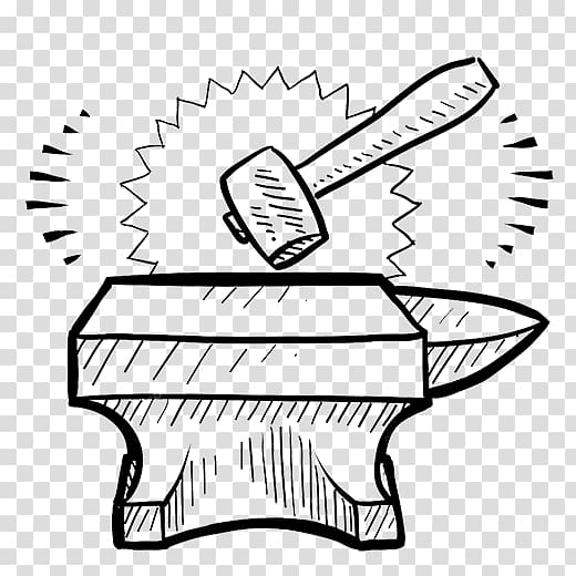 Anvil Drawing Blacksmith Hammer, hammer transparent background PNG clipart