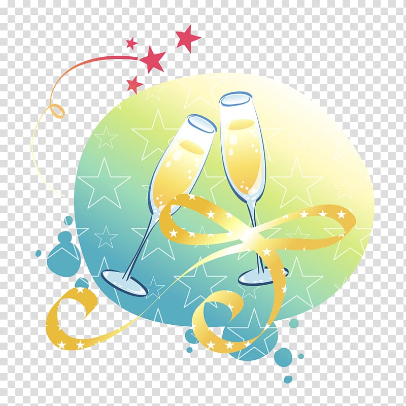 Champagne Cup, Glass and stars transparent background PNG clipart