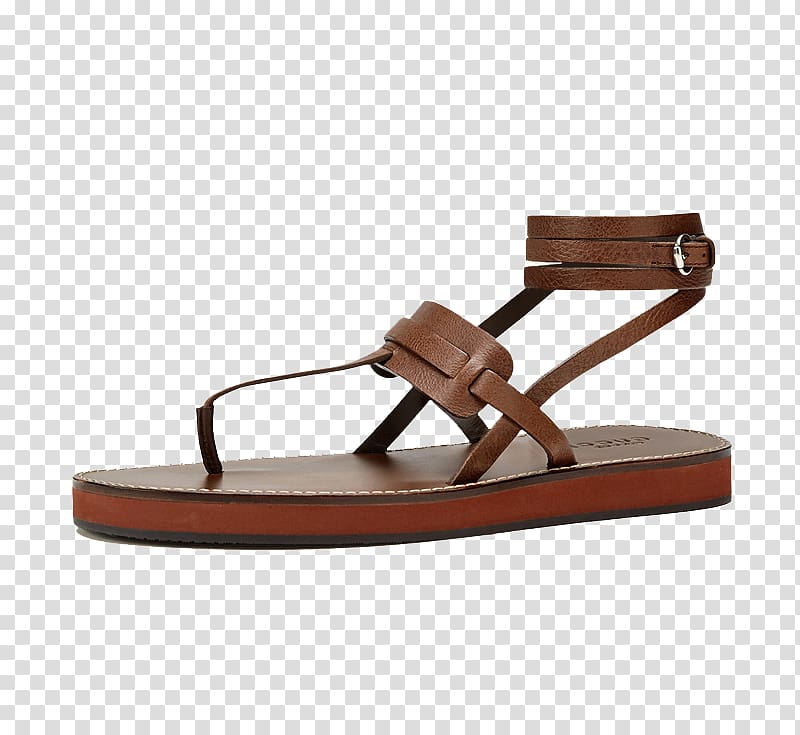 Sandal Shoe Brown, Brown European style flat sandals transparent background PNG clipart