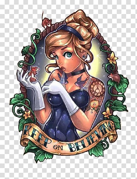 Keep on Believing illustration, Cinderella Princess Jasmine Disney Princess Pin-up girl The Walt Disney Company, Painted Cinderella transparent background PNG clipart