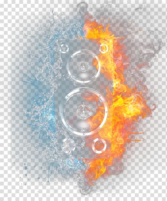 clear blue water and orange flame illustration, Light Flame Fire, HD fire and water with mercy Creative Speaker transparent background PNG clipart