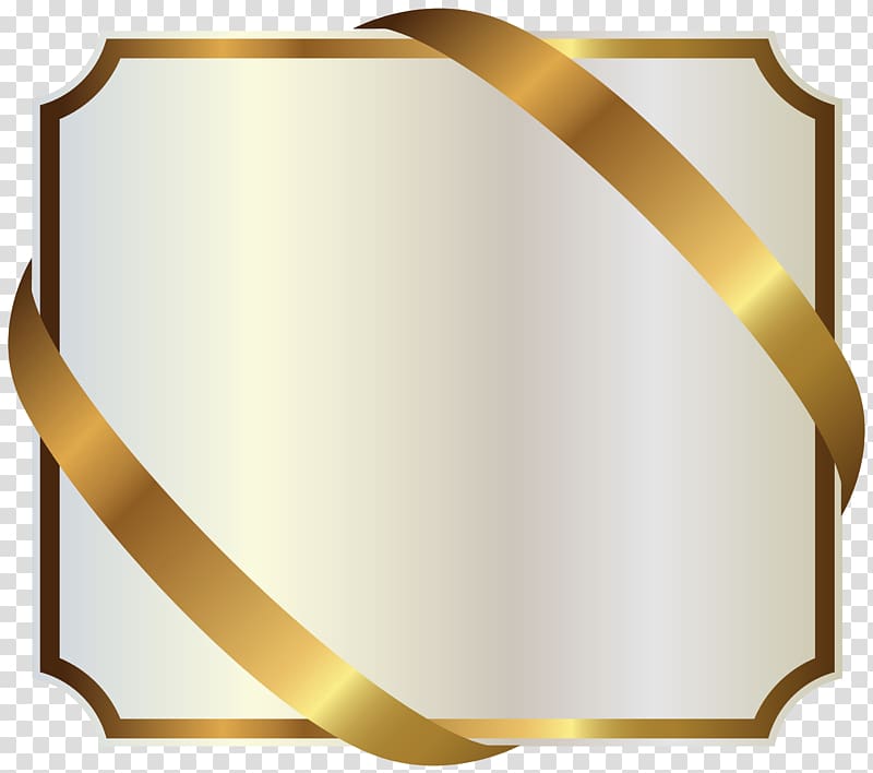 Ribbon Gold , White Label with Gold Ribbon , square gold framed illustration transparent background PNG clipart