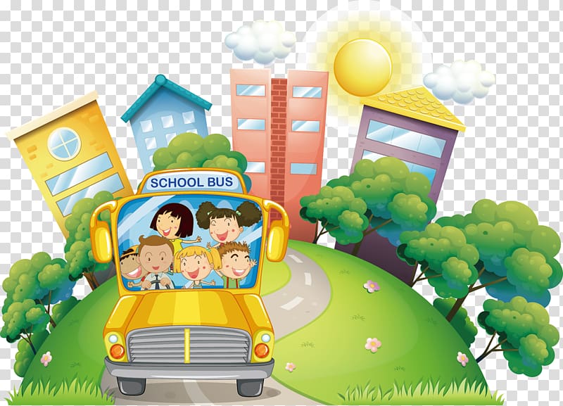 school bus illustration, Cartoon School Illustration, Cartoon Children transparent background PNG clipart