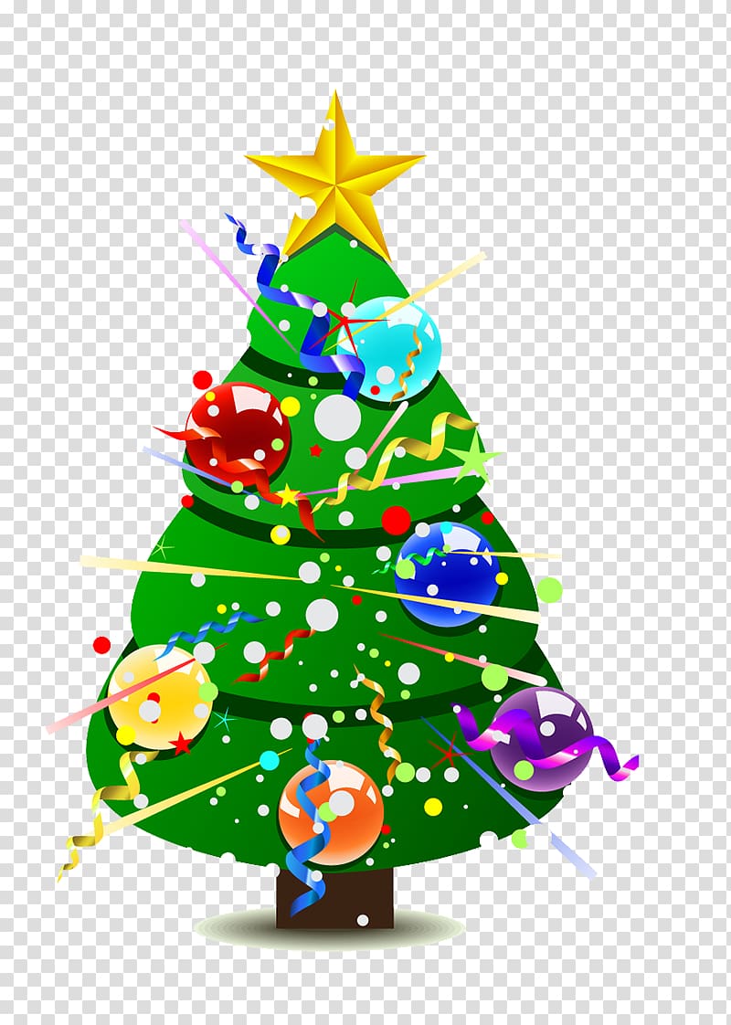 Beautiful colorful Christmas trees Decoration Santa Claus, Christmas tree transparent background PNG clipart