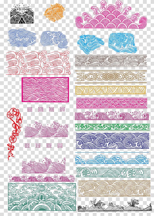 China Motif Graphic design , Wave Line transparent background PNG clipart