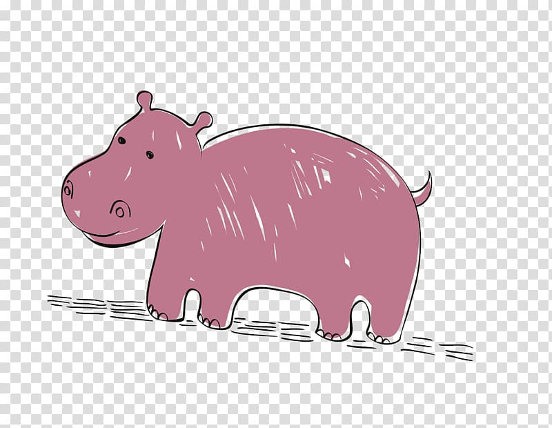 Cartoon Domestic pig Hippopotamus, cartoon line lovely hippo transparent background PNG clipart