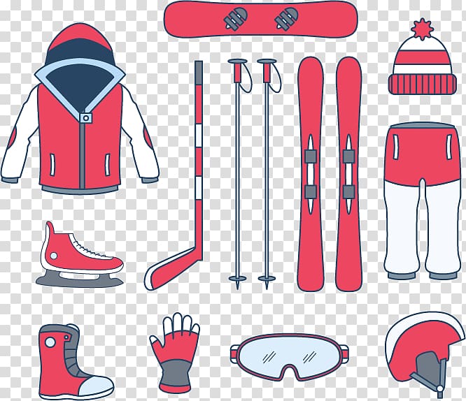 Skiing Winter sport, Red winter sports suit transparent background PNG clipart