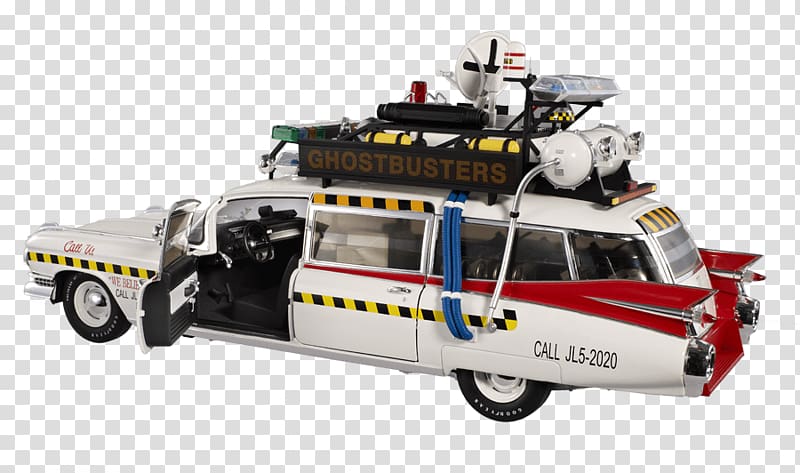 white and red Ghostbuster car, Ghostbusters Car transparent background PNG clipart