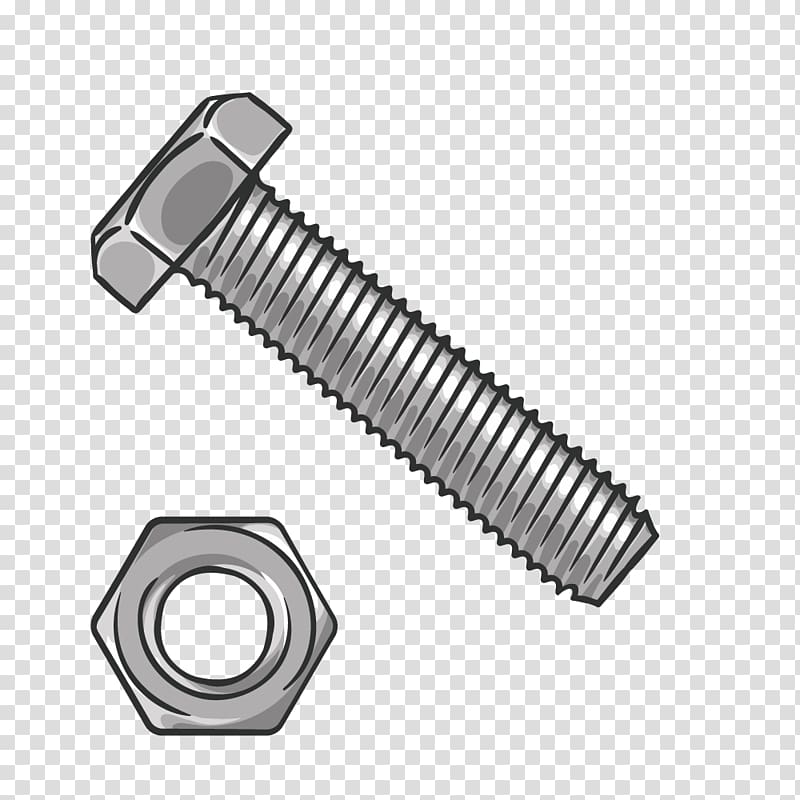 gray bolt and nut illustration, Screw Nut, Screws transparent background PNG clipart